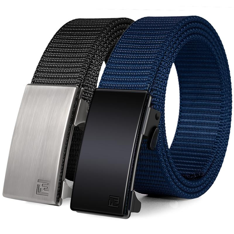 【Official Specials】Fairwin Men'S Ratchet Web Strap Micro-Adjust 1.25" Nylon Auto Buckle Sleek Golf & Casual Style Trendy Must-Have Belts Modern Synthetic Local Warehouse