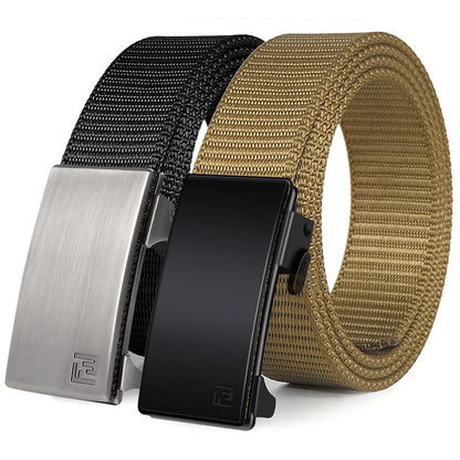 【Official Specials】Fairwin Men'S Ratchet Web Strap Micro-Adjust 1.25" Nylon Auto Buckle Sleek Golf & Casual Style Trendy Must-Have Belts Modern Synthetic Local Warehouse